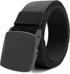 1/2 Pack Nylon Belts for Men Military Tactical Slide Plastic Buckle Belt Adjustable No Holes Canvas Web Belt Outdoor