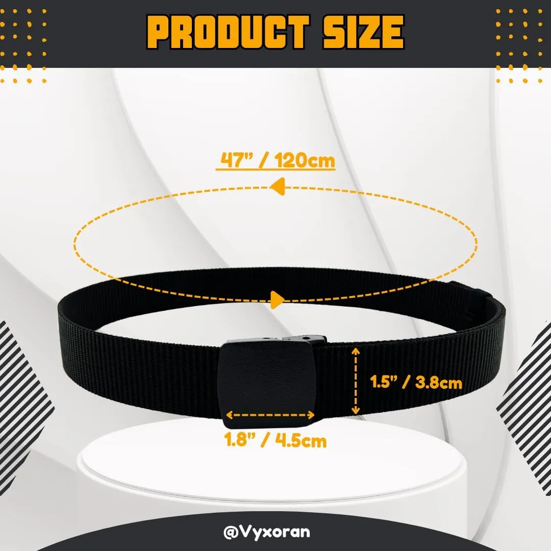 1/2 Pack Nylon Belts for Men Military Tactical Slide Plastic Buckle Belt Adjustable No Holes Canvas Web Belt Outdoor