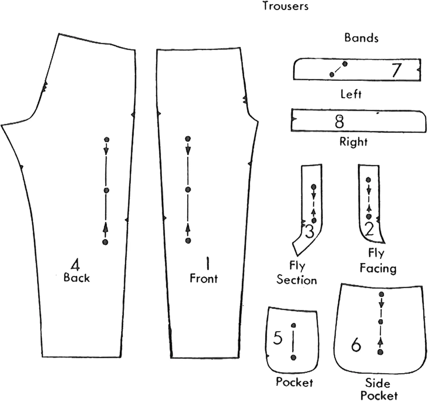 1950s Pattern, Men's Tailored Slacks - Waist: 30" (76.2cm)