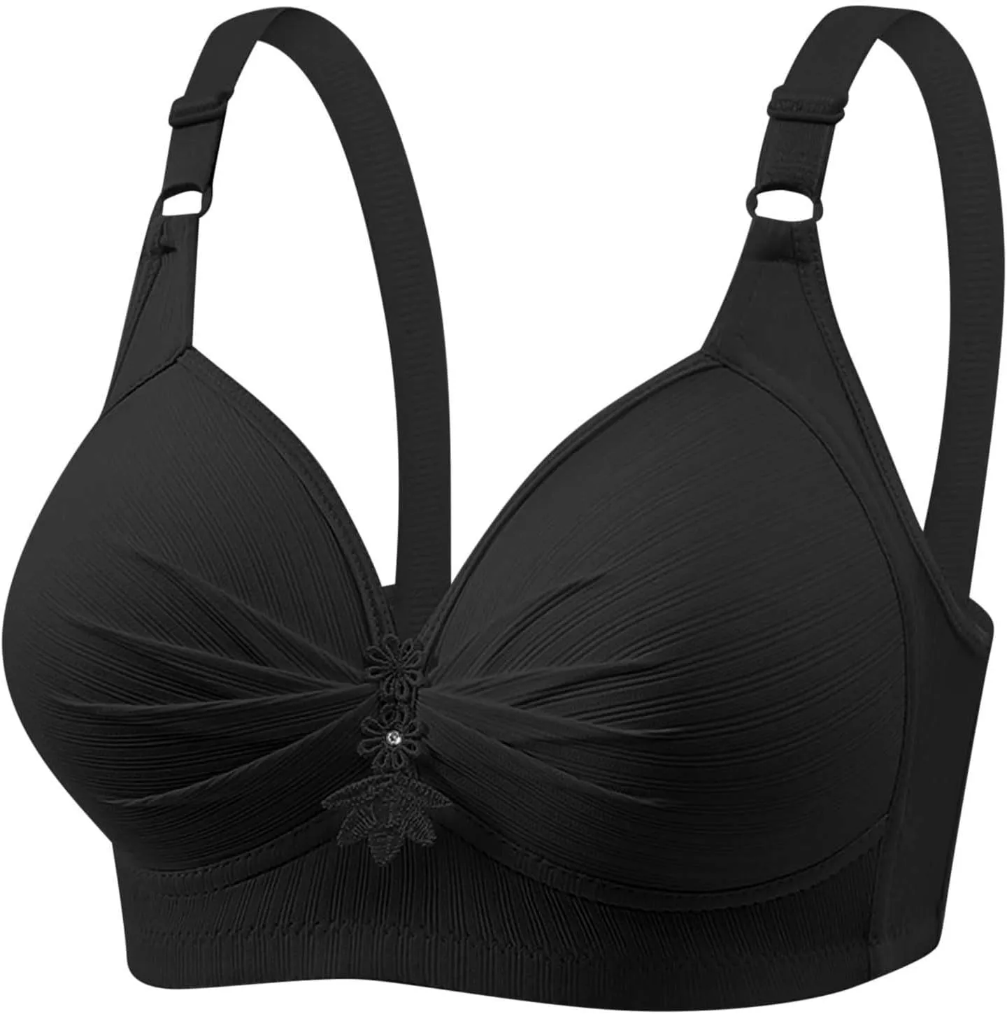 4 Piece Tshirt Bras for Women Sexy Push Up No Underwire Bra Soft Comfy Lace Everyday Bralettes Wireless Underwear Top