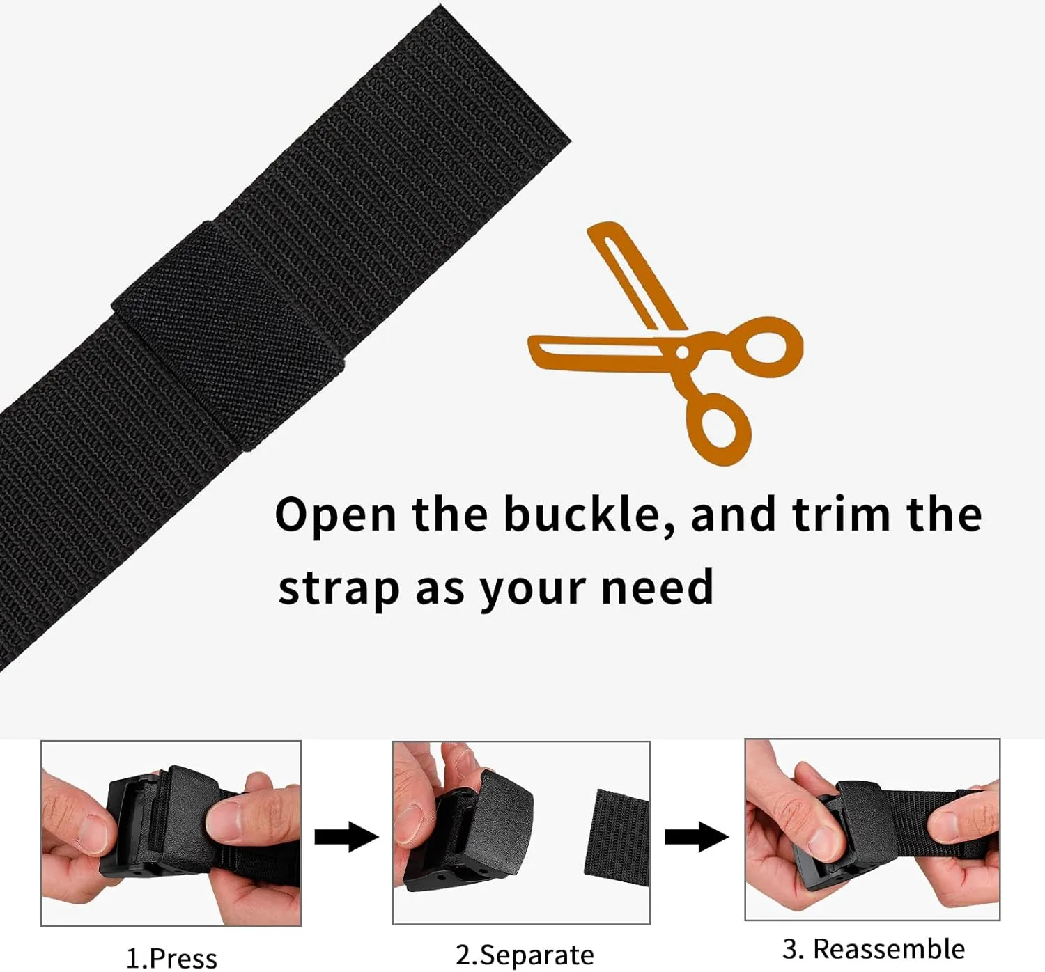 6 Pack Nylon Belts for Men Women Tactical Work Plastic Buckle Metal Free Casual Hiking
