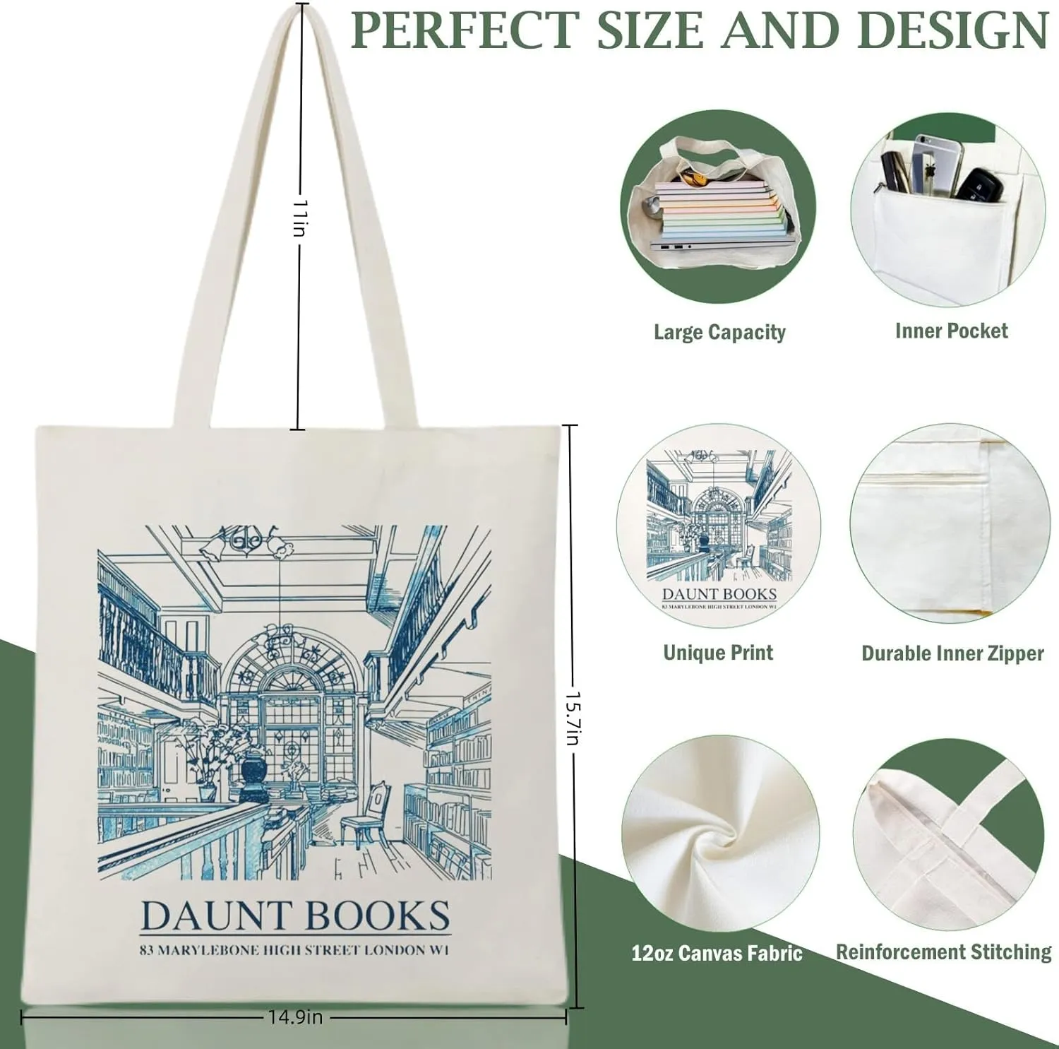 Andeiltech Canvas Tote Bag Aesthetic Cute Vintage Tote Bags Book Shoulder bag Gifts Reusable Grocery Bags for Women
