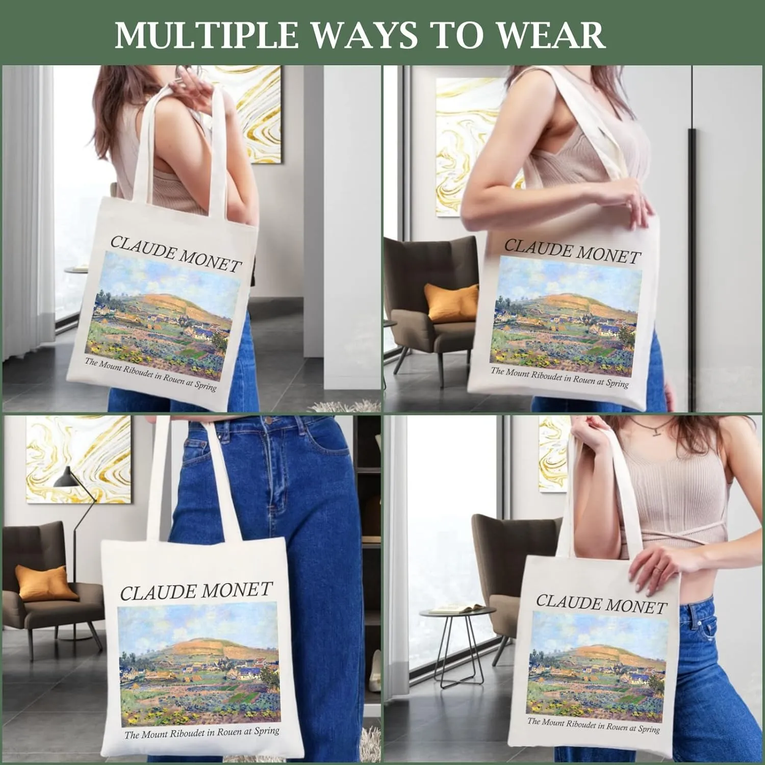 Andeiltech Canvas Tote Bag Aesthetic Cute Vintage Tote Bags Book Shoulder bag Gifts Reusable Grocery Bags for Women