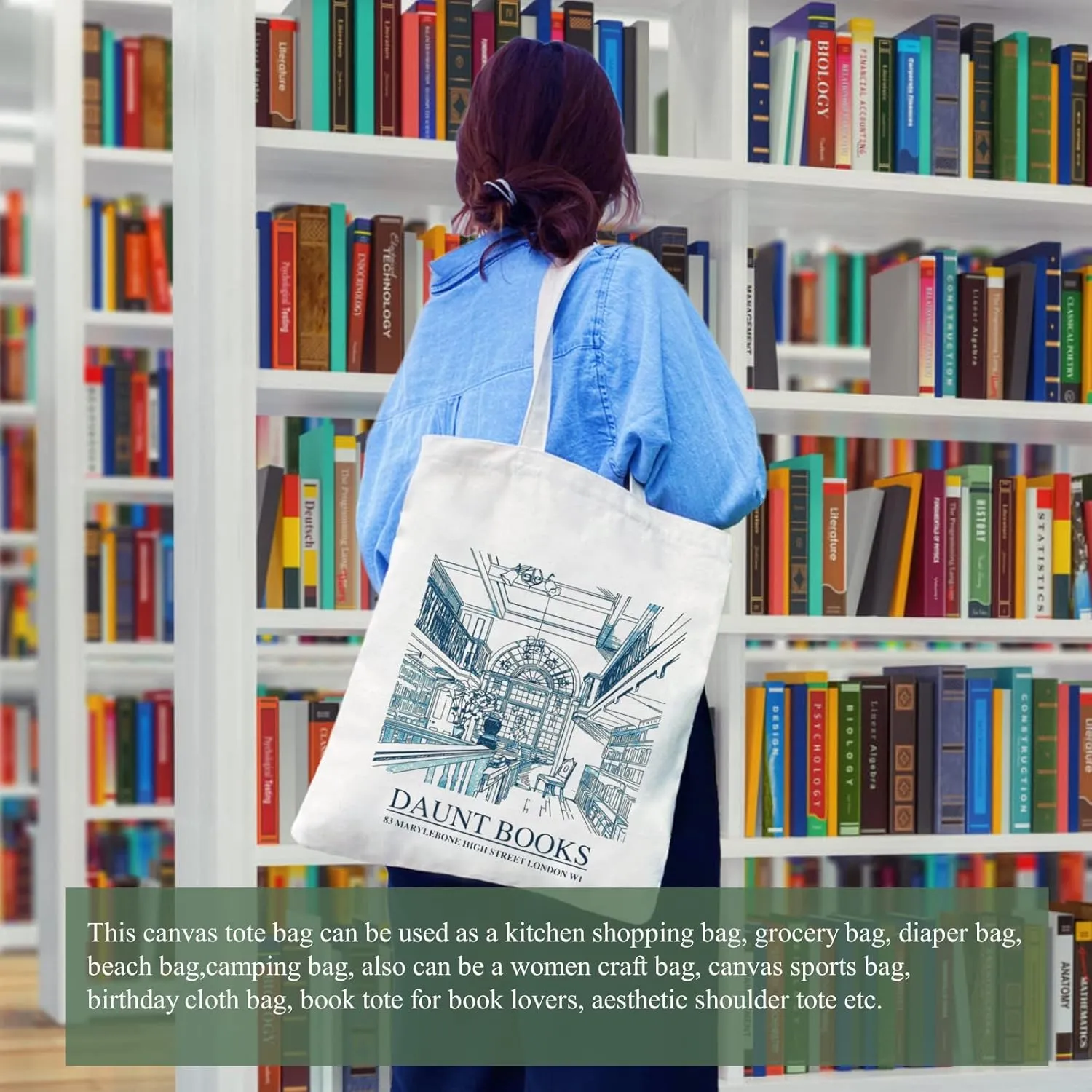 Andeiltech Canvas Tote Bag Aesthetic Cute Vintage Tote Bags Book Shoulder bag Gifts Reusable Grocery Bags for Women