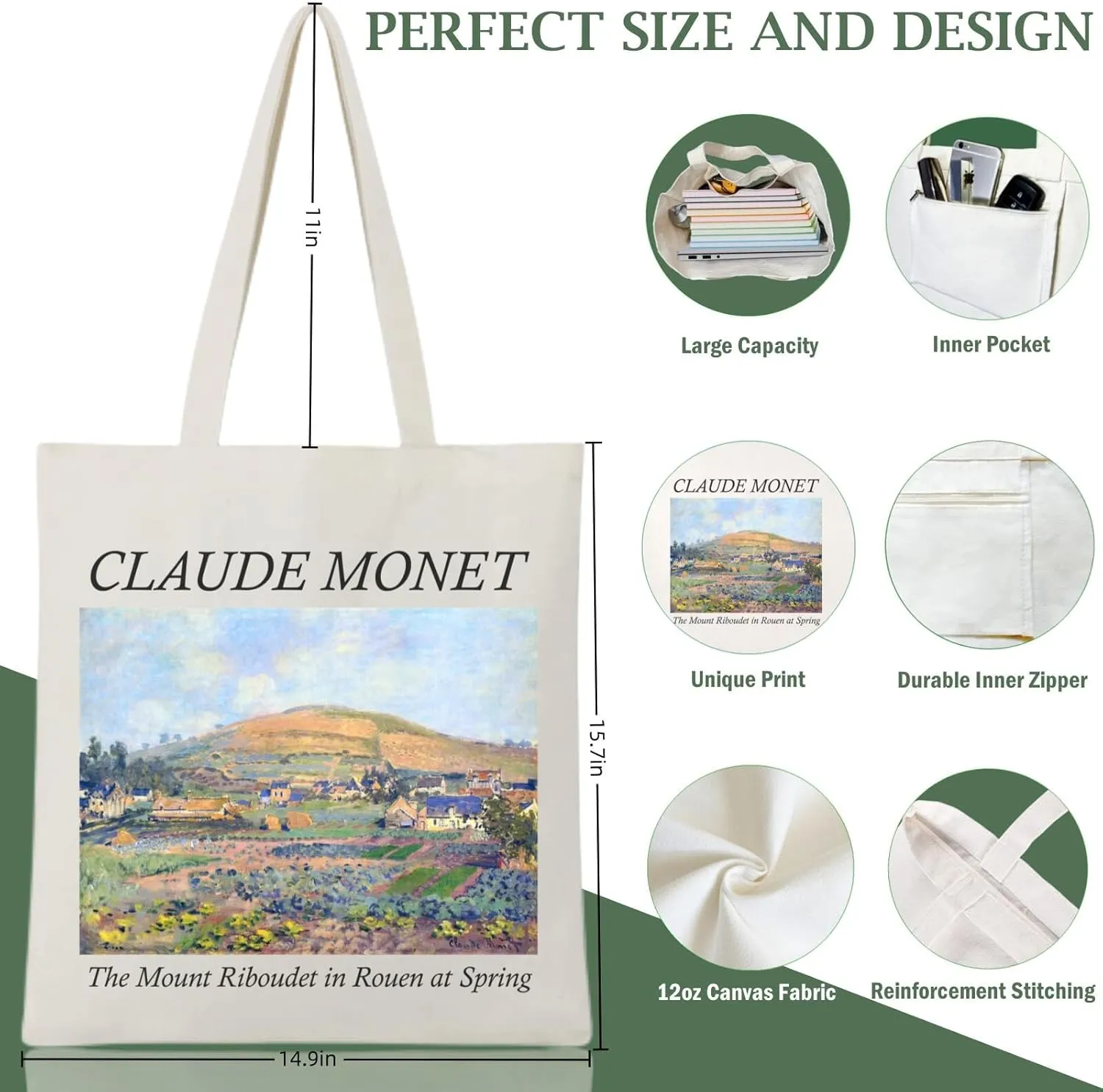 Andeiltech Canvas Tote Bag Aesthetic Cute Vintage Tote Bags Book Shoulder bag Gifts Reusable Grocery Bags for Women