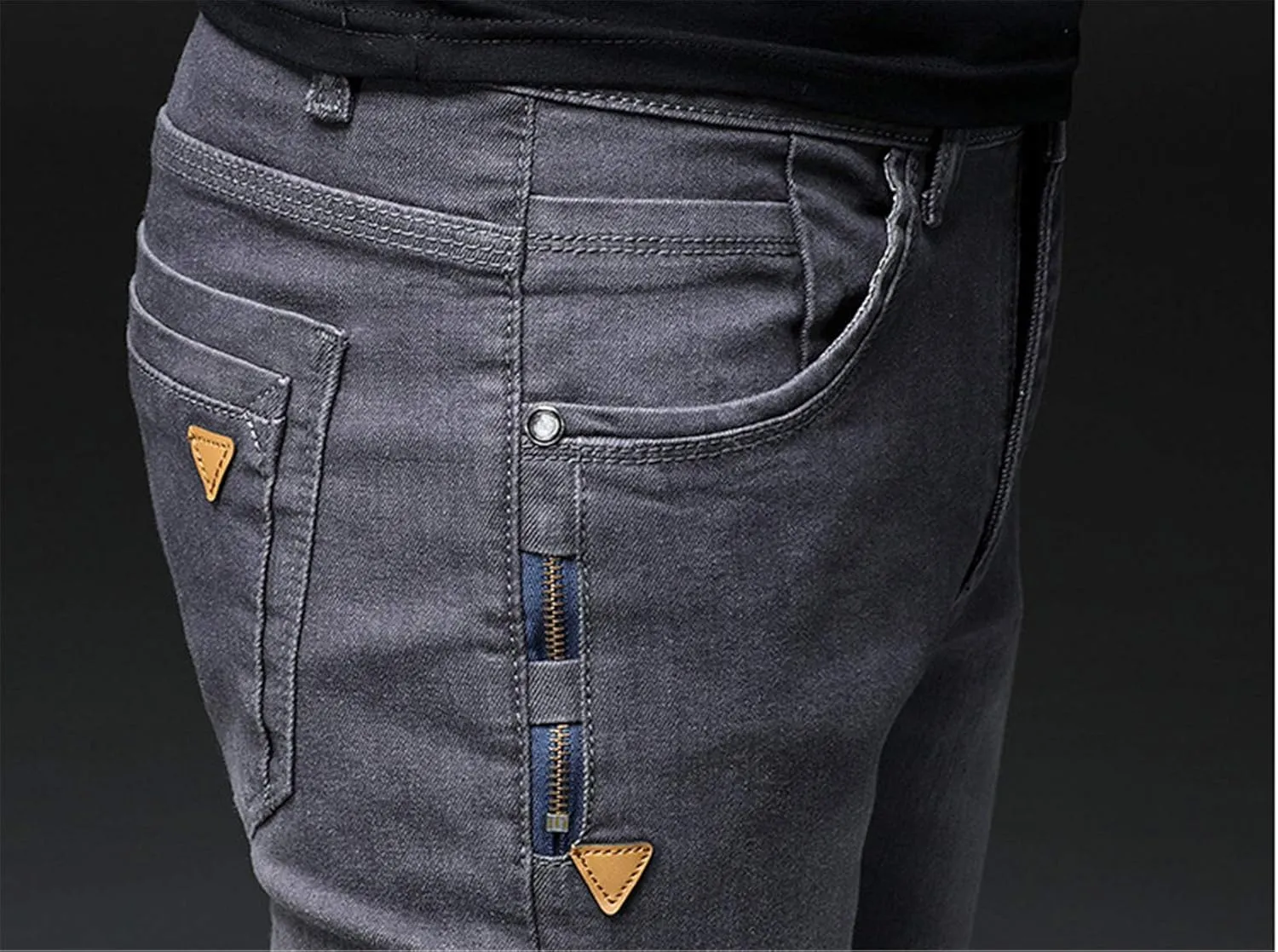 Andongnywell Men's Relaxed Fit Stretch Jeans Slim Tapered-Leg Jean Trousers Stretchy Slim-Fit Pencil Denim Pants