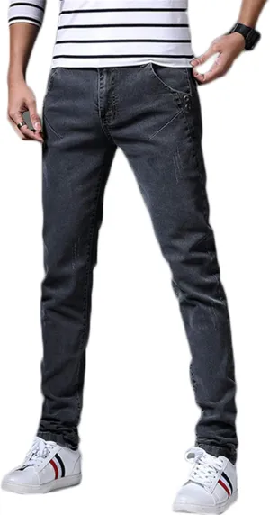 Andongnywell Men's Relaxed Fit Stretch Jeans Slim Tapered-Leg Jean Trousers Stretchy Slim-Fit Pencil Denim Pants