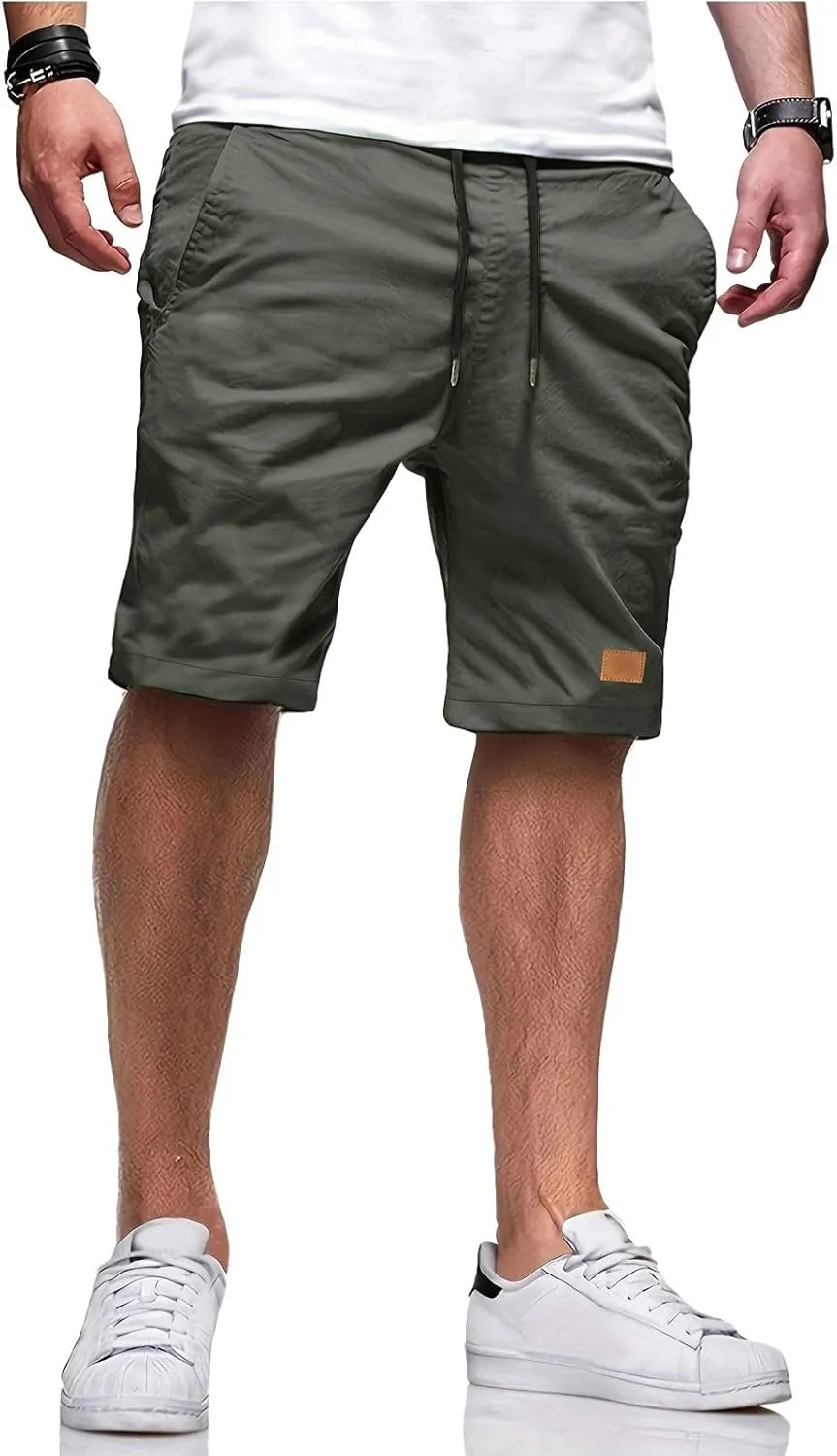 Athletic Shorts for Men Elastic Waist Stretch Casual Summer Shorts Plus Size Classic Lightweight Baggy Chino Beach Pants