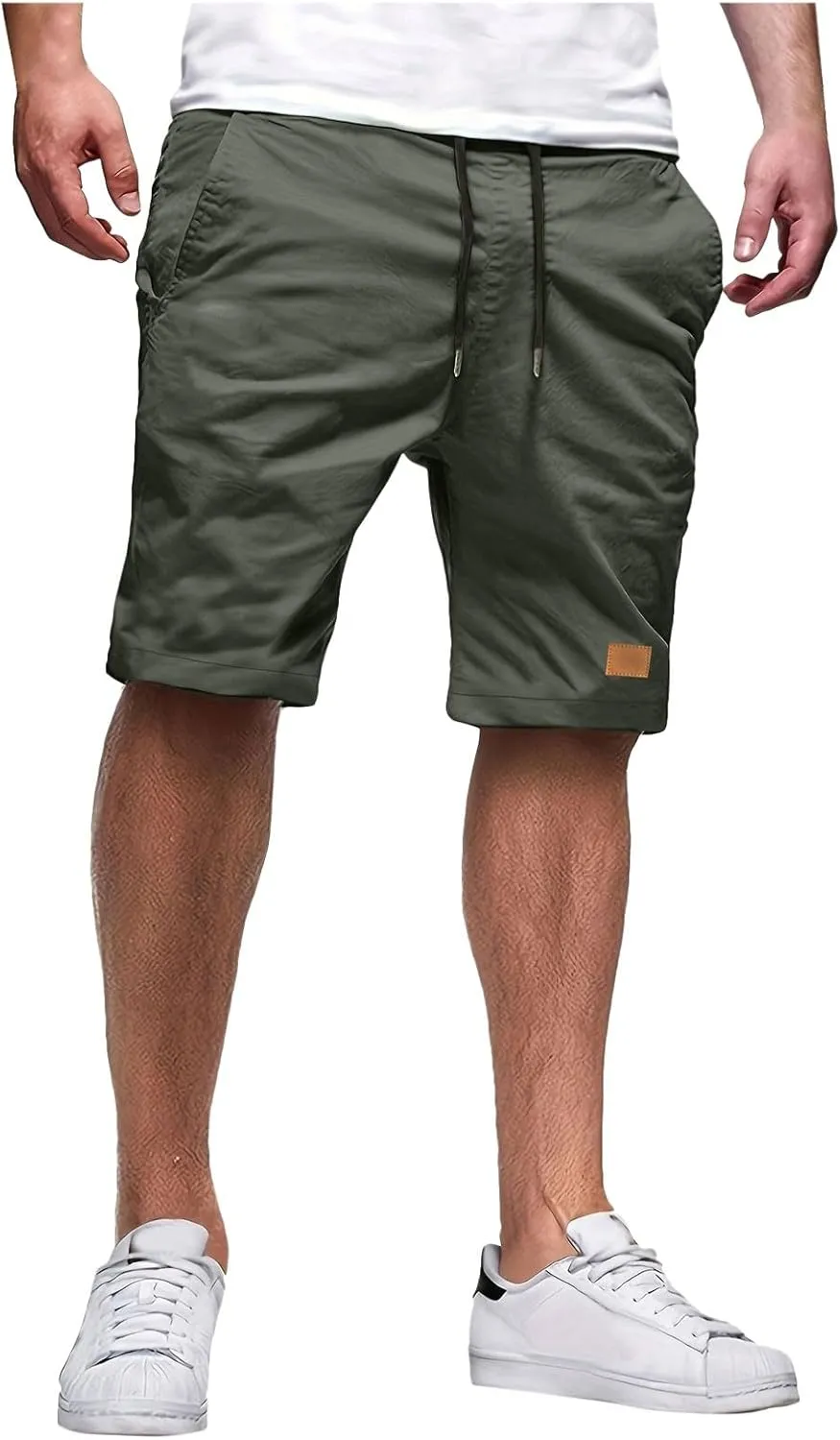 Athletic Shorts for Men Elastic Waist Stretch Casual Summer Shorts Plus Size Classic Lightweight Baggy Chino Beach Pants