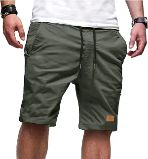 Athletic Shorts for Men Elastic Waist Stretch Casual Summer Shorts Plus Size Classic Lightweight Baggy Chino Beach Pants