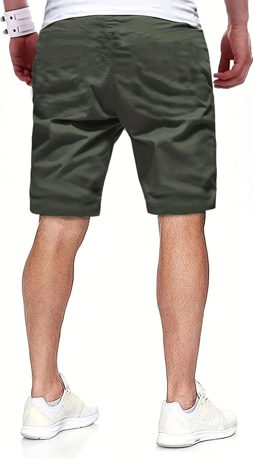 Athletic Shorts for Men Elastic Waist Stretch Casual Summer Shorts Plus Size Classic Lightweight Baggy Chino Beach Pants