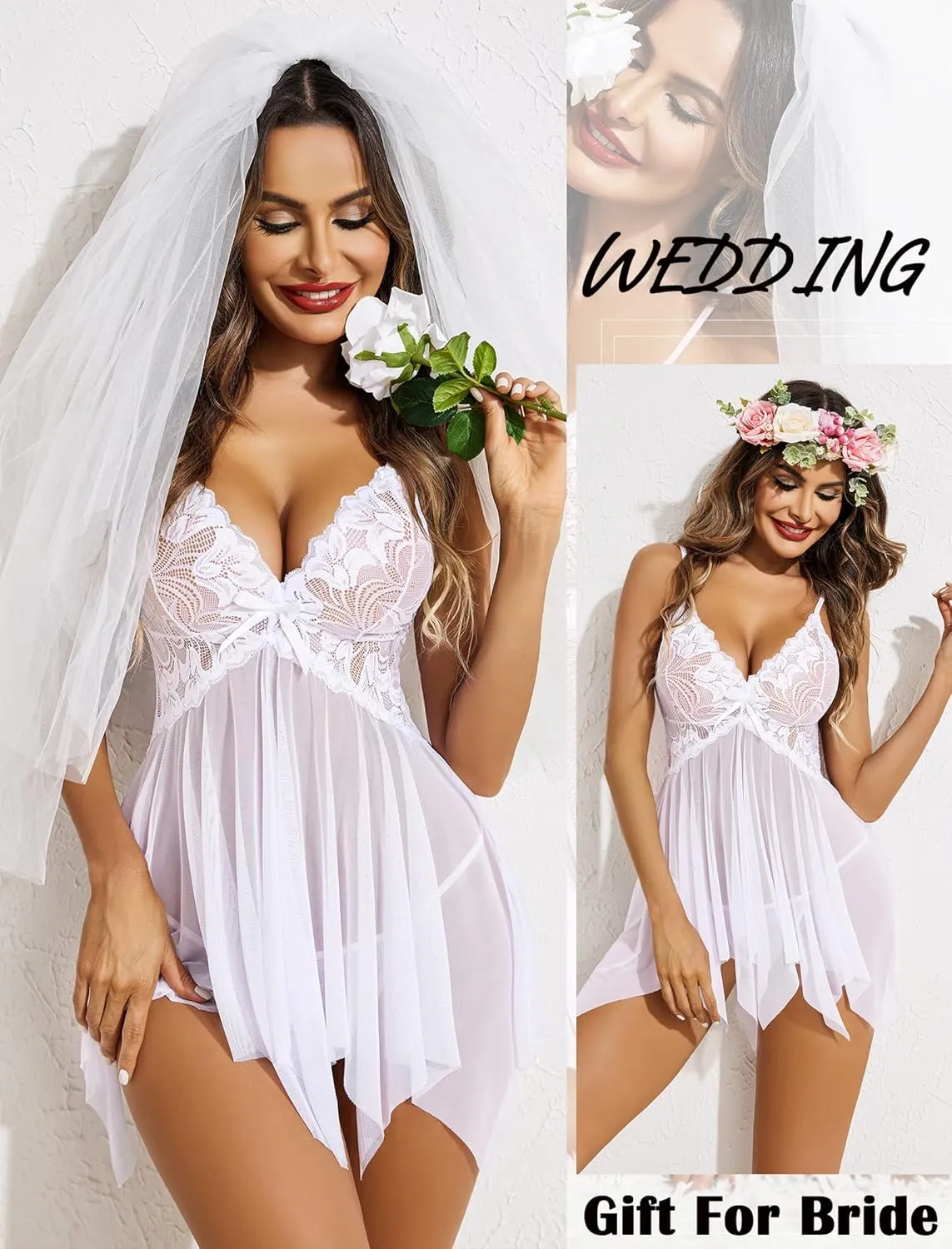 Avidlove Lingerie for Women Lace Babydoll Sleepwear Boudoir Outfits Plus Size Langeray XS-5XL