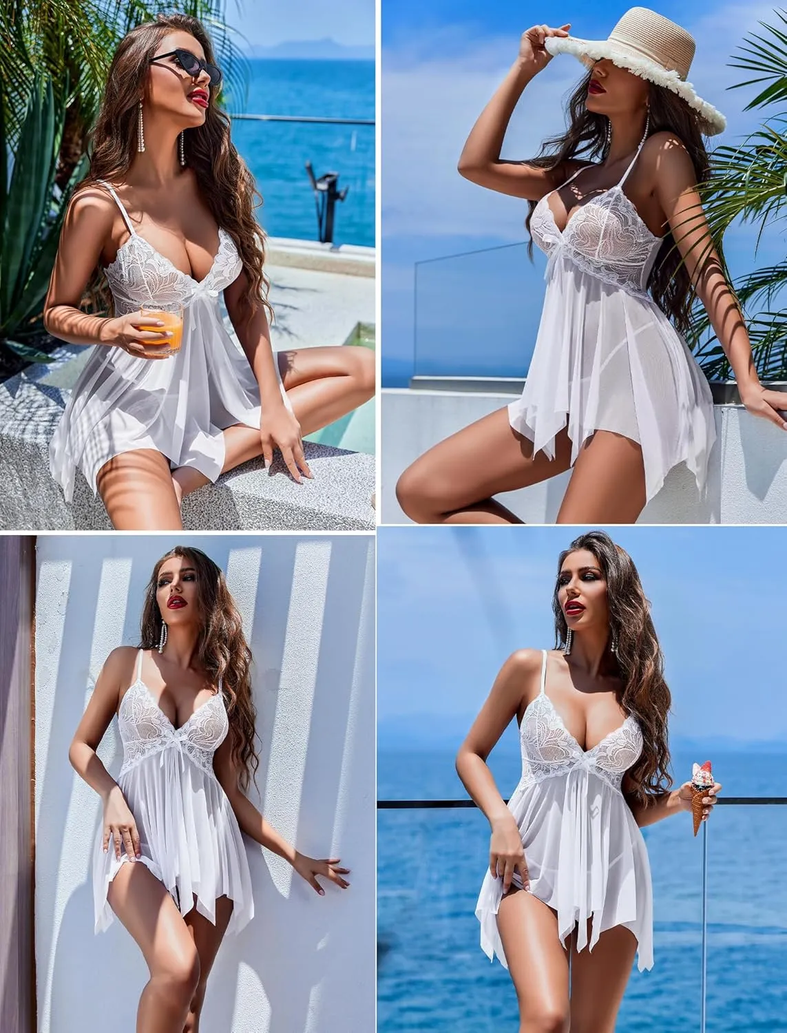 Avidlove Lingerie for Women Lace Babydoll Sleepwear Boudoir Outfits Plus Size Langeray XS-5XL