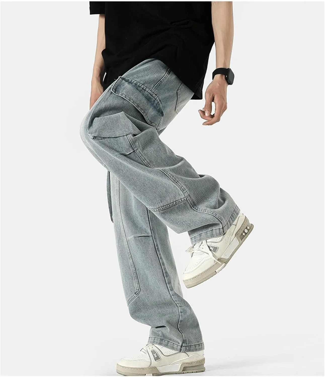 Baggy Jeans Men with Multi Pockets Loose Fit Y2K Cargo Pants Skateboard Hip Hop Jeans Streetwear