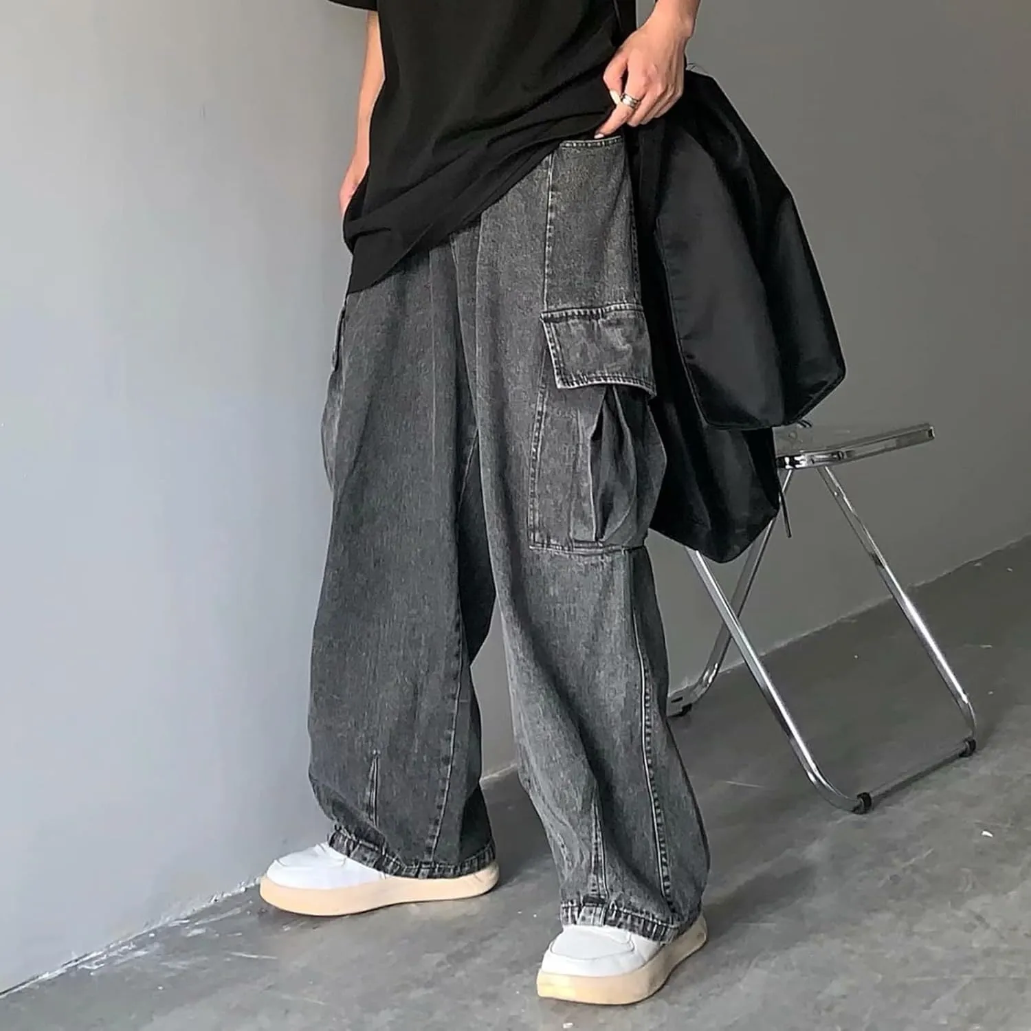 Baggy Jeans Men Y2K Relaxed Fit Fashion Aesthetic Hip Hop Streetwear Wide Leg Loose Denim Pants Trendy Comfy Vintage Trousers