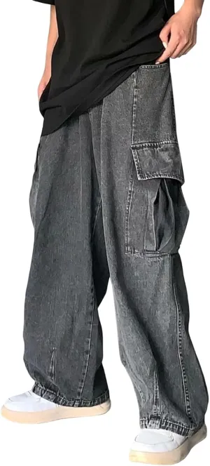 Baggy Jeans Men Y2K Relaxed Fit Fashion Aesthetic Hip Hop Streetwear Wide Leg Loose Denim Pants Trendy Comfy Vintage Trousers