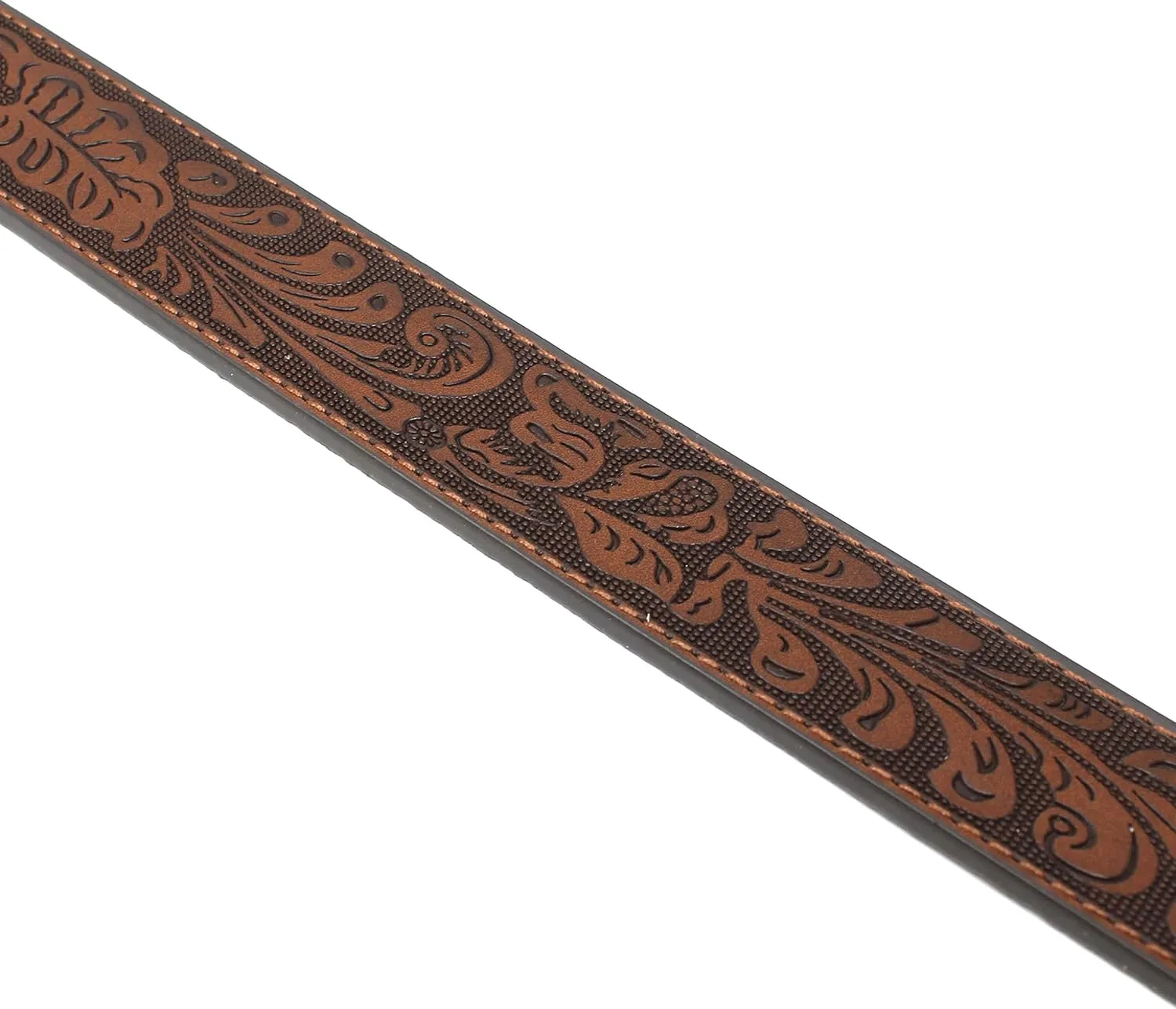BC Belts Womens Leather Belt Strap with Embossed Western Scrollwork 1.25" Wide with Snaps
