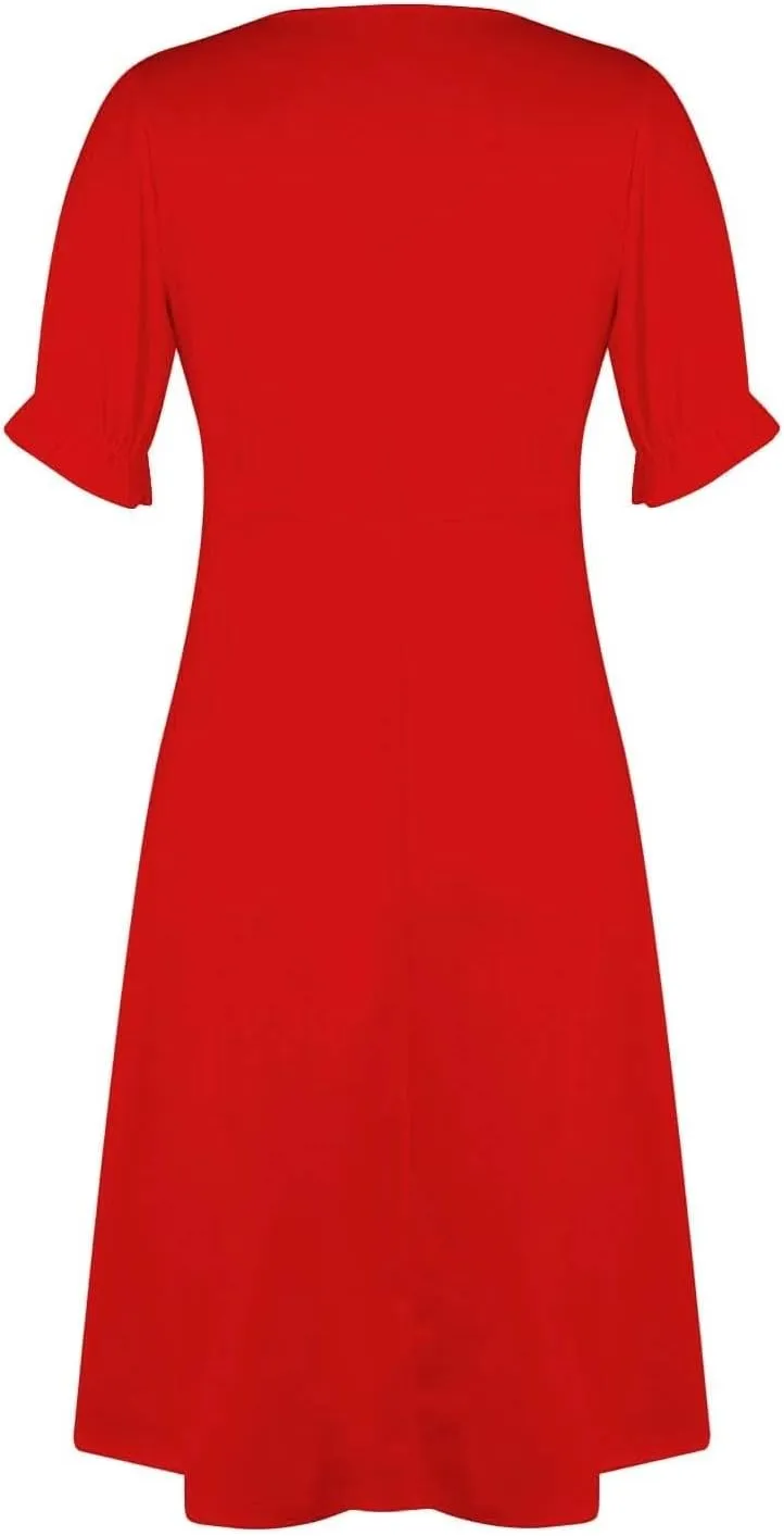 Beach Dresses for Women 2025 Spring Trendy Floral Boho Elegant V Neck Short Sleeve Irregular Hem Midi Dress