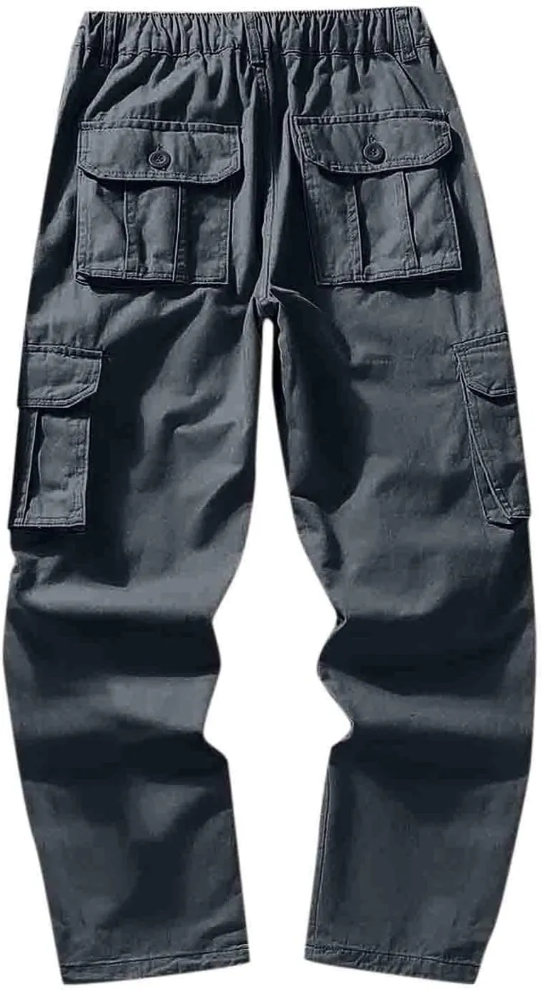 Big and Tall Men Cargo Jogger Sweat Pants Open Bottom Ripstop Hiking Work Pants Relaxed Fit Elastic Waisted Cuffed Ankle