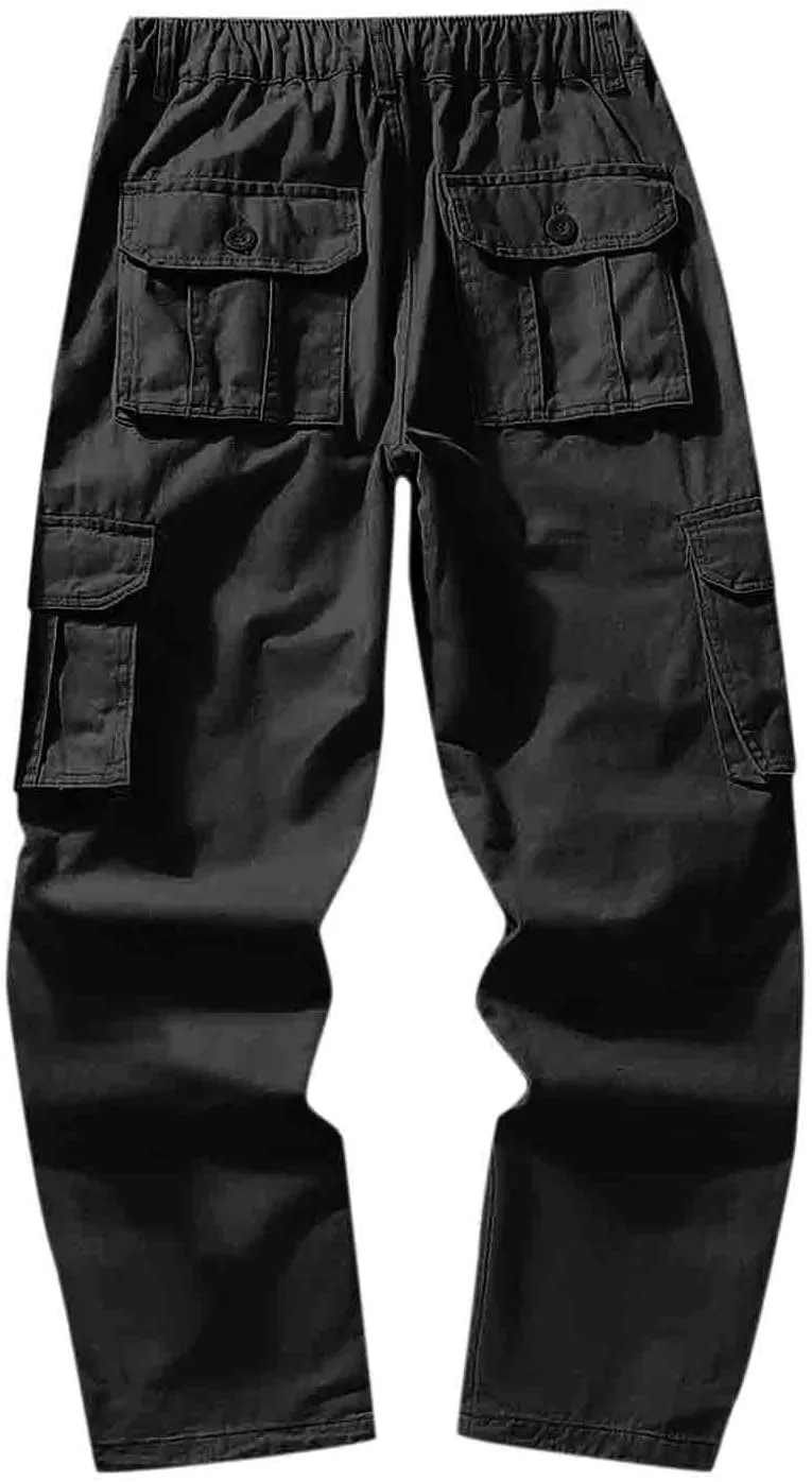 Big and Tall Men Cargo Jogger Sweat Pants Open Bottom Ripstop Hiking Work Pants Relaxed Fit Elastic Waisted Cuffed Ankle