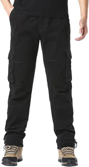 Big and Tall Men Cargo Jogger Sweat Pants Open Bottom Ripstop Hiking Work Pants Relaxed Fit Elastic Waisted Cuffed Ankle
