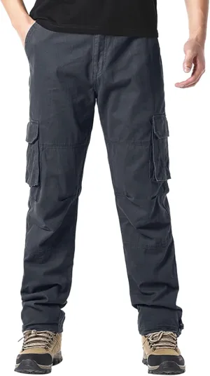 Big and Tall Men Cargo Jogger Sweat Pants Open Bottom Ripstop Hiking Work Pants Relaxed Fit Elastic Waisted Cuffed Ankle