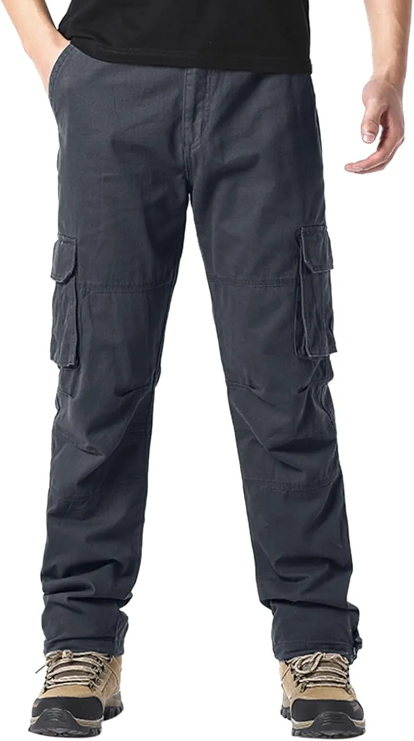 Big and Tall Men Cargo Jogger Sweat Pants Open Bottom Ripstop Hiking Work Pants Relaxed Fit Elastic Waisted Cuffed Ankle