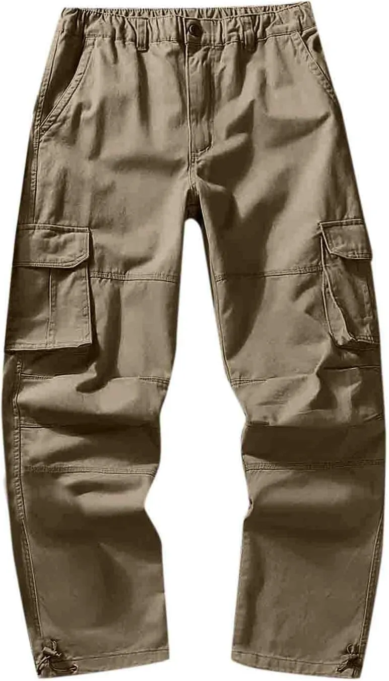 Big and Tall Men Cargo Jogger Sweat Pants Open Bottom Ripstop Hiking Work Pants Stretch Drawstring Cuffed Ankle Jogger