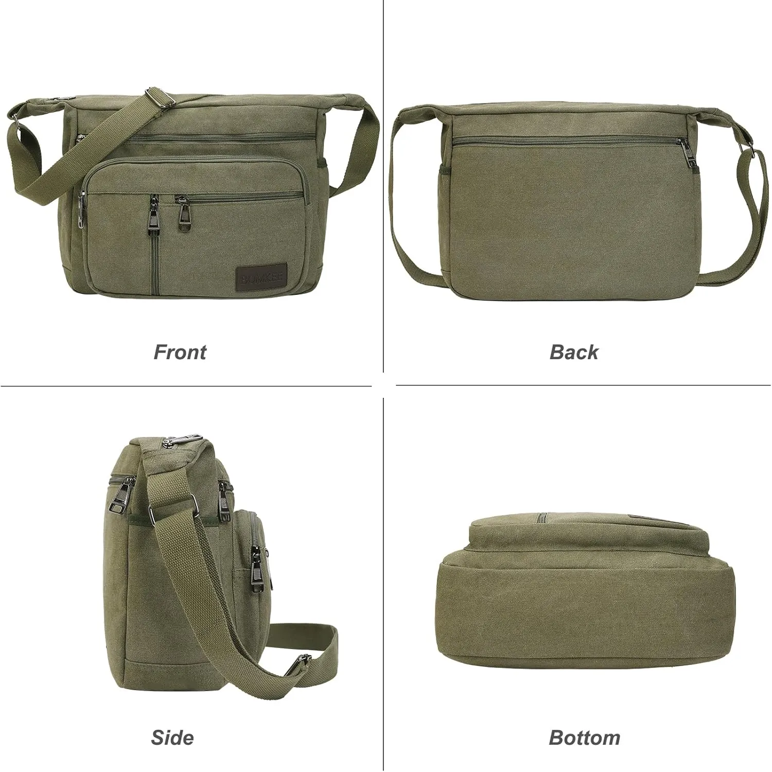 BOMKEE Canvas Messenger Bag, Satchel Bag Vintage Canvas Shoulder Bags Crossbody Laptop Side Bag for Work School Travel