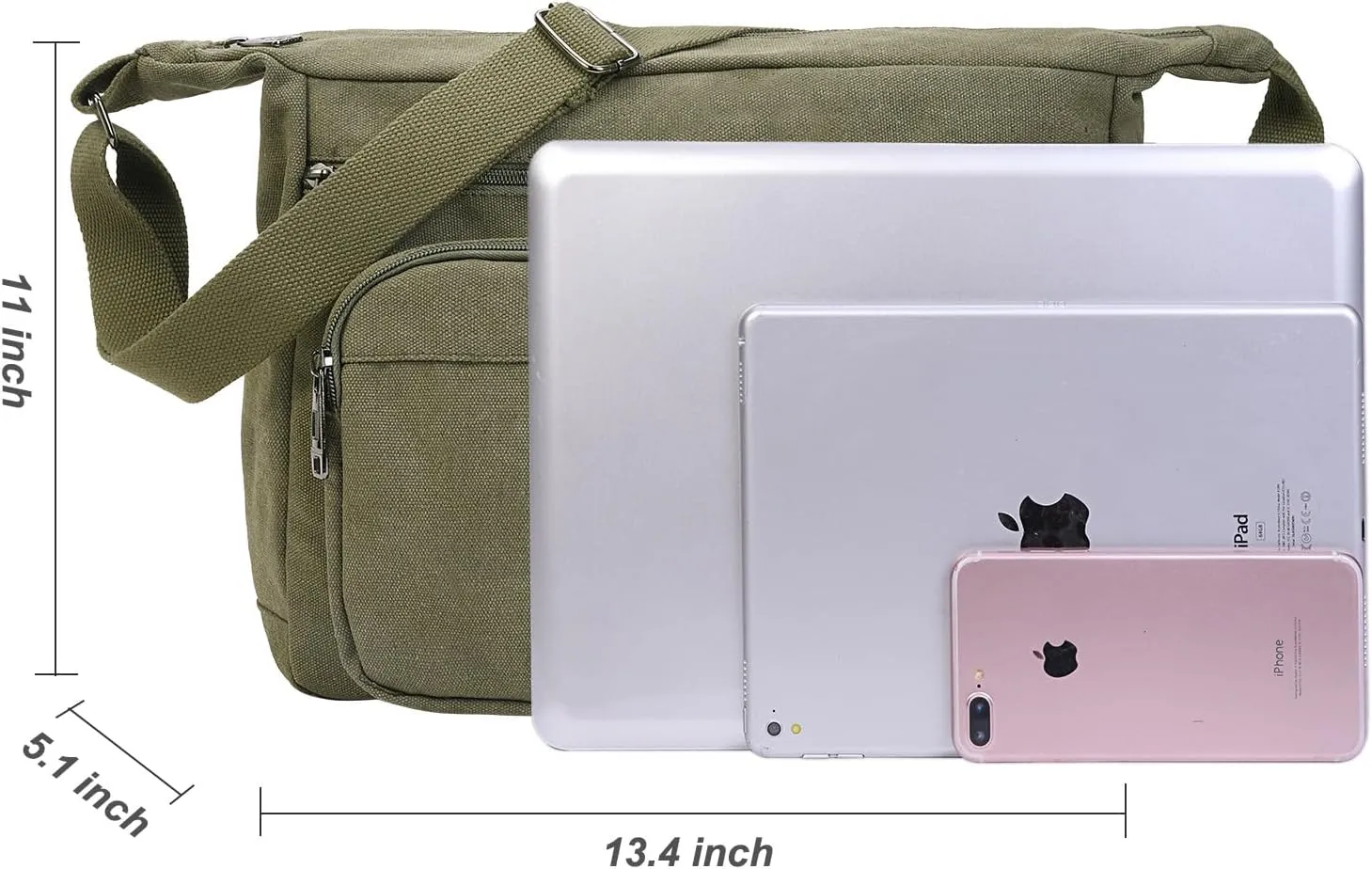 BOMKEE Canvas Messenger Bag, Satchel Bag Vintage Canvas Shoulder Bags Crossbody Laptop Side Bag for Work School Travel