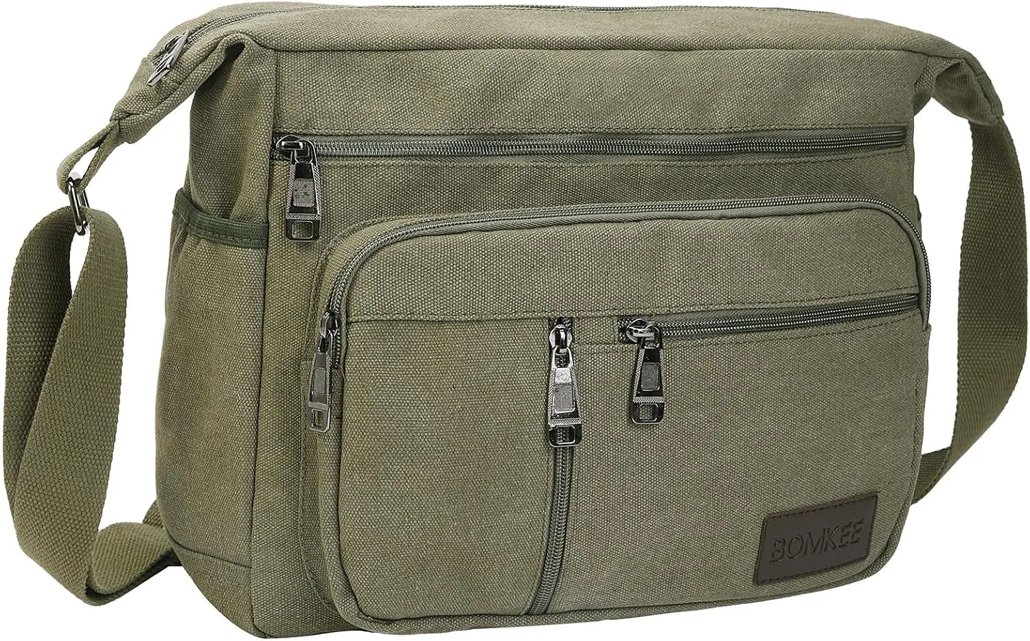 BOMKEE Canvas Messenger Bag, Satchel Bag Vintage Canvas Shoulder Bags Crossbody Laptop Side Bag for Work School Travel