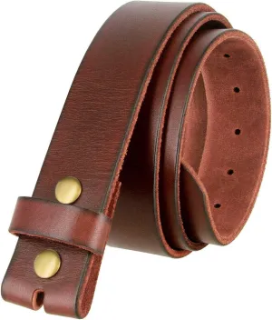 BS040 One Piece Genuine Full Grain Leather 1-1/2" wide Replacement Belt Strap with Snaps on for Women