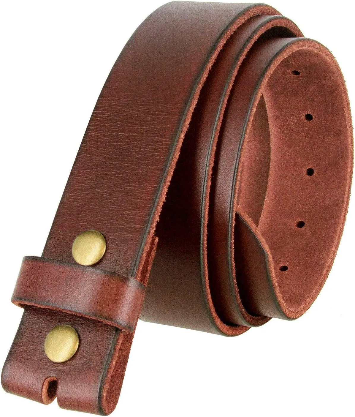 BS040 One Piece Genuine Full Grain Leather 1-1/2" wide Replacement Belt Strap with Snaps on for Women
