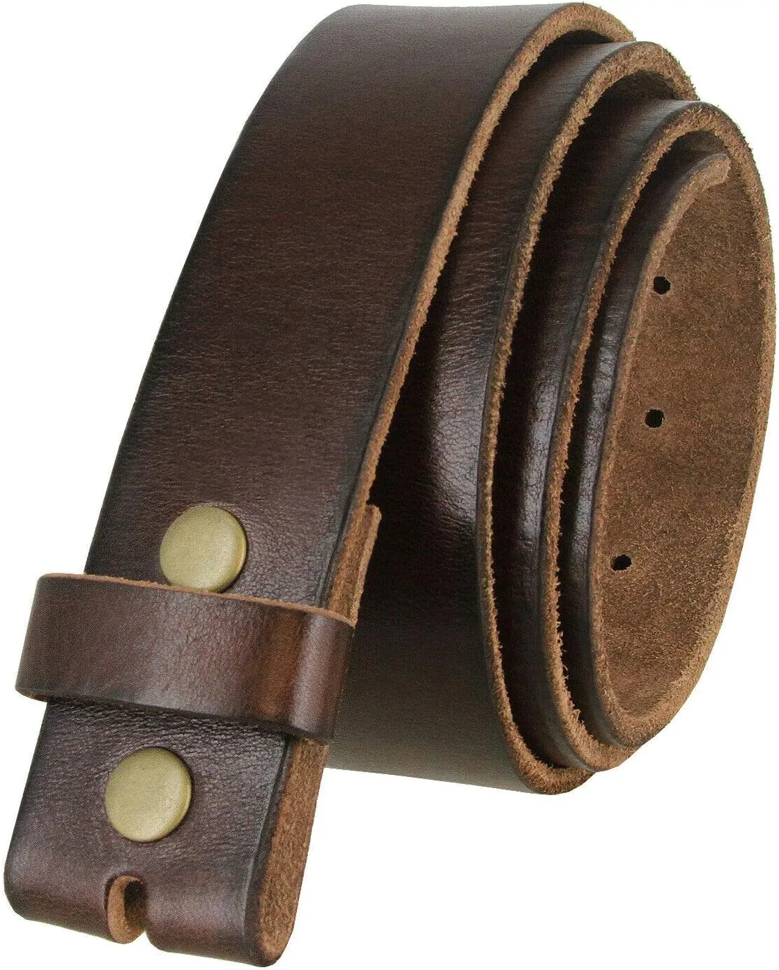 BS040 One Piece Genuine Full Grain Leather 1-1/2" wide Replacement Belt Strap with Snaps on for Women