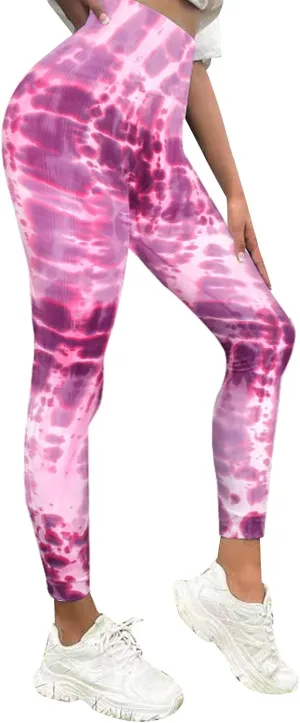 Butt Lift Leggings for Women,Tummy Control Workout Running Yoga Leggings for Women Floral High Waist Yoga Pants