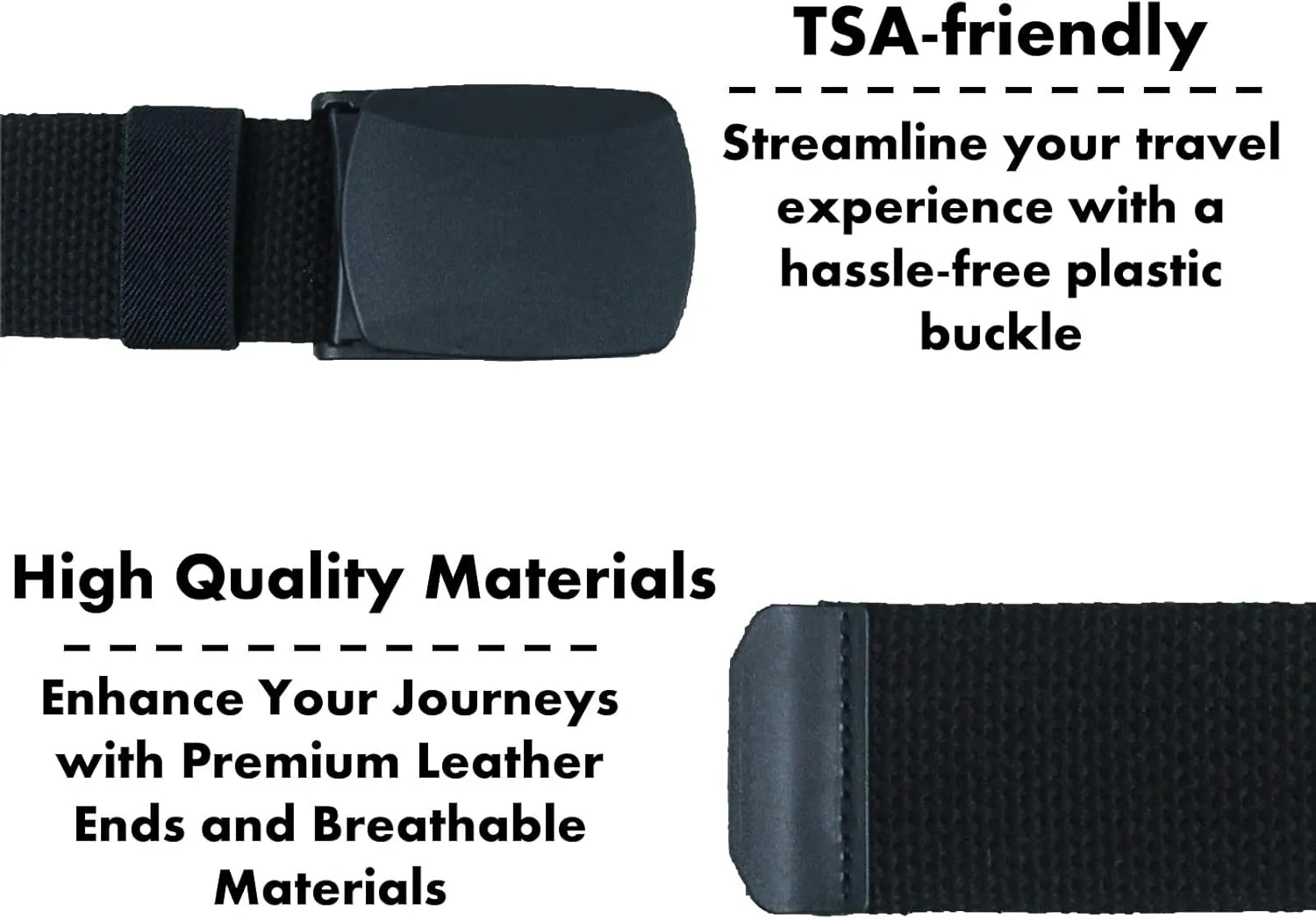 Canvas Military Tactical Men Waist Belt Plastic Buckle, Breathable, Metal Free Belt, No Metal,TSA Friendly