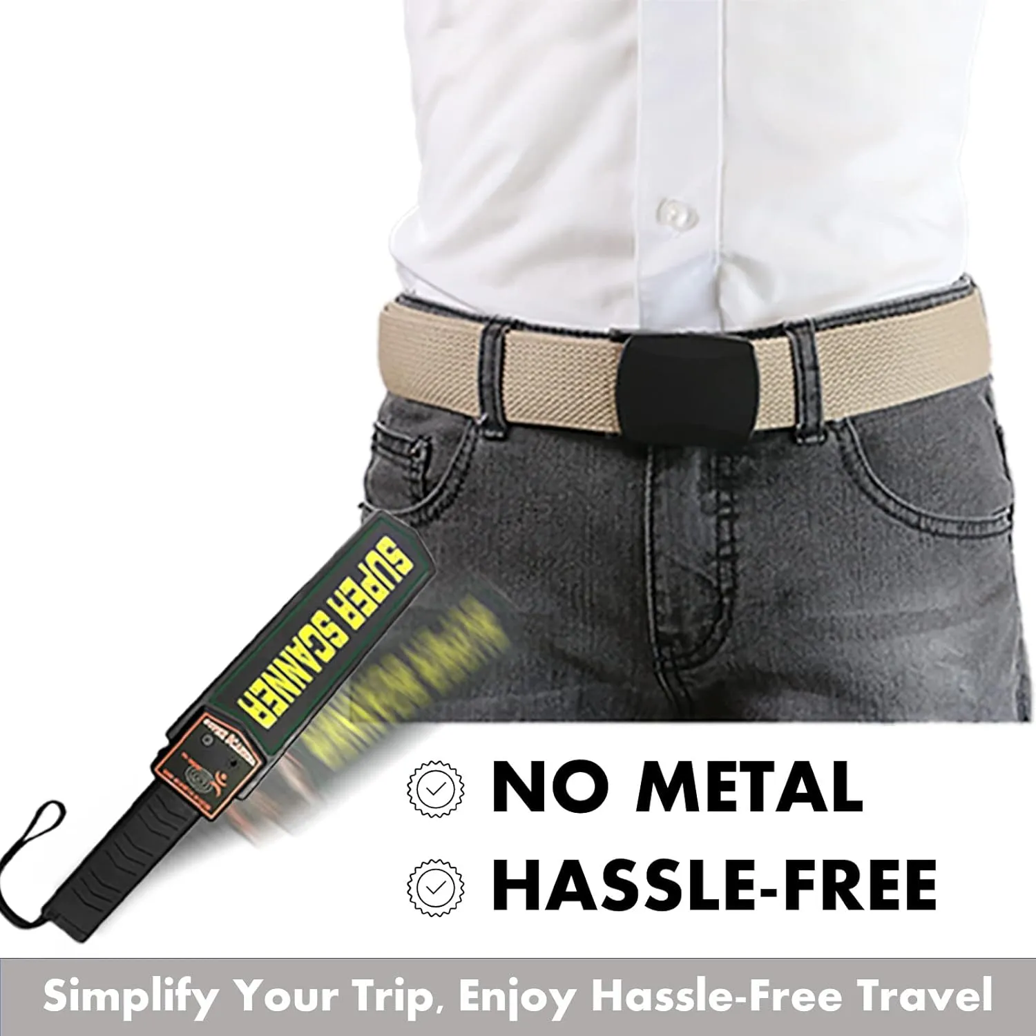 Canvas Military Tactical Men Waist Belt Plastic Buckle, Breathable, Metal Free Belt, No Metal,TSA Friendly