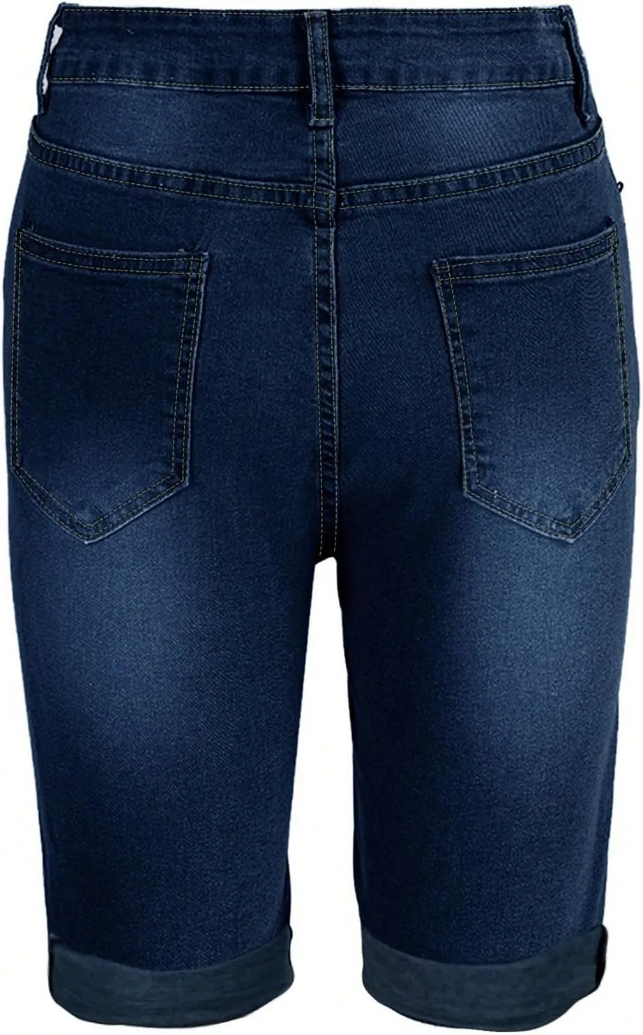 Capri Jeans for Women High Waisted Ripped Stretch Denim Capris Trendy Skinny Cuffed Denim Cropped Pants with Pockets