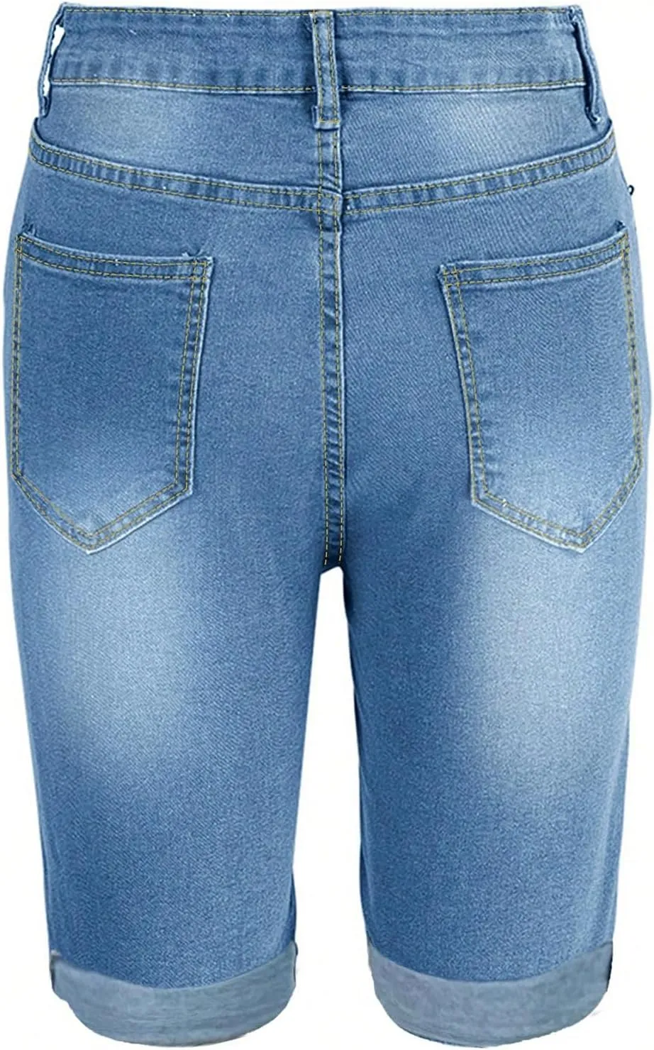Capri Jeans for Women High Waisted Ripped Stretch Denim Capris Trendy Skinny Cuffed Denim Cropped Pants with Pockets