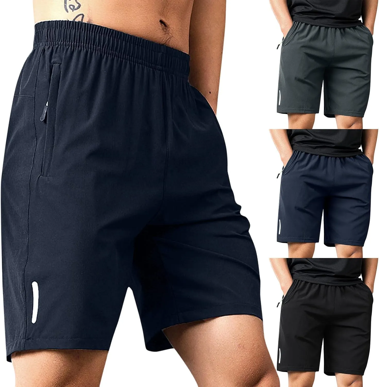 Casual Running Athletic Shorts for Men Zip Pockets Workout Gym Shorts Quick Dry Lightweight Active Sports Basketball Shortss