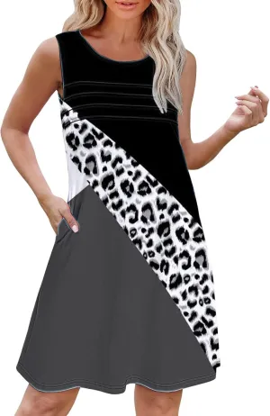Casual Summer Dress Womens with Pockets Summer Casual Tank Dress Sleeveless Midi Beach Dress Cotton Sundresses