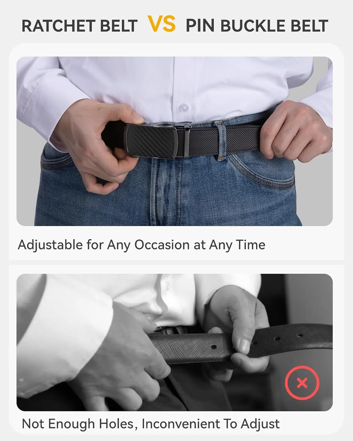 CHAOREN Mens Dress Belt - Mens Ratchet Belt Leather 1 1/4" for Dress Pant - Micro Adjustable Belts Fit Everywhere