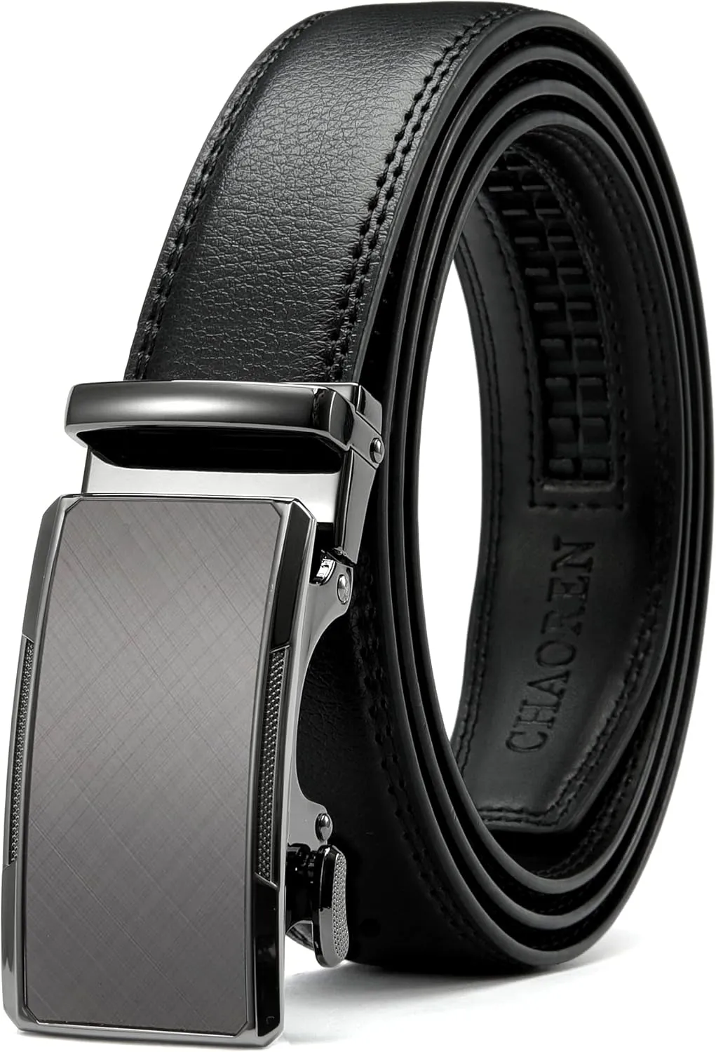 CHAOREN Mens Dress Belt - Mens Ratchet Belt Leather 1 1/4" for Dress Pant - Micro Adjustable Belts Fit Everywhere