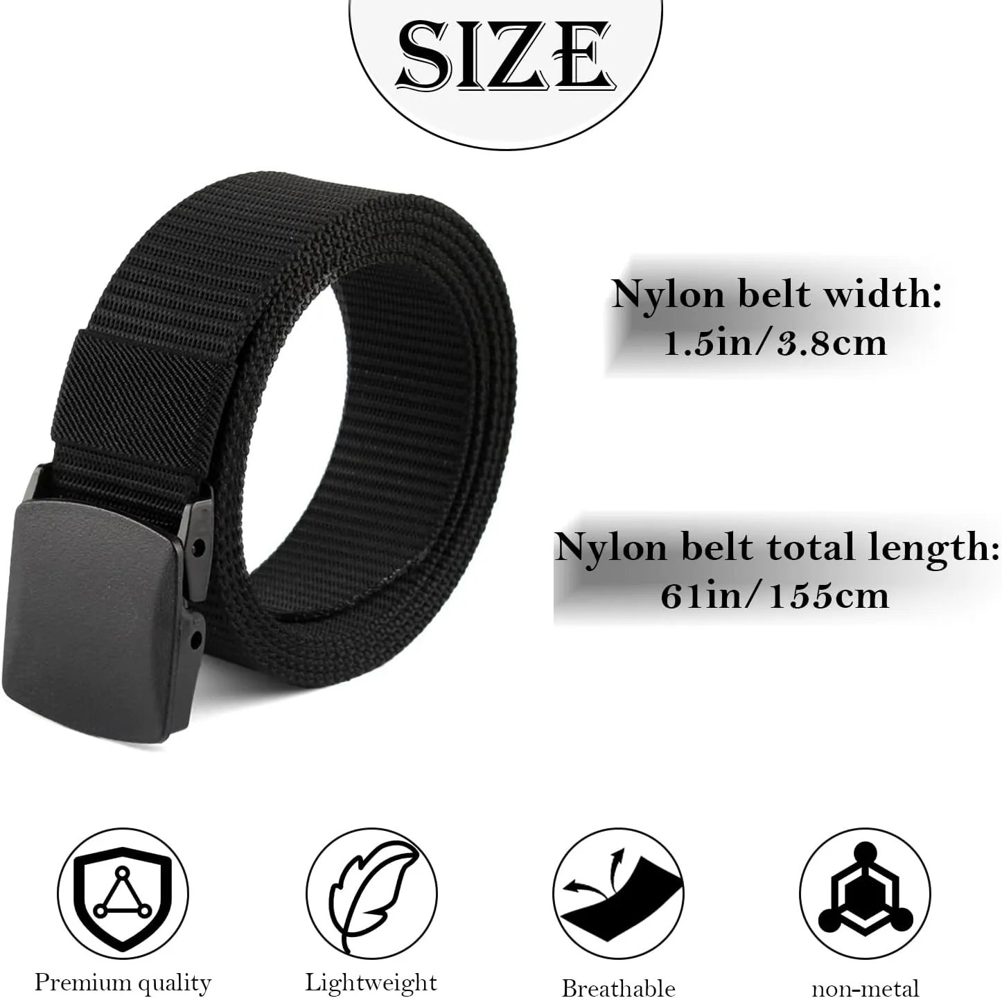 Coobbar 3-Pack Adjustable Nylon Military & Outdoor Men's Web Belt With Plastic Buckle - Durable Canvas Belt