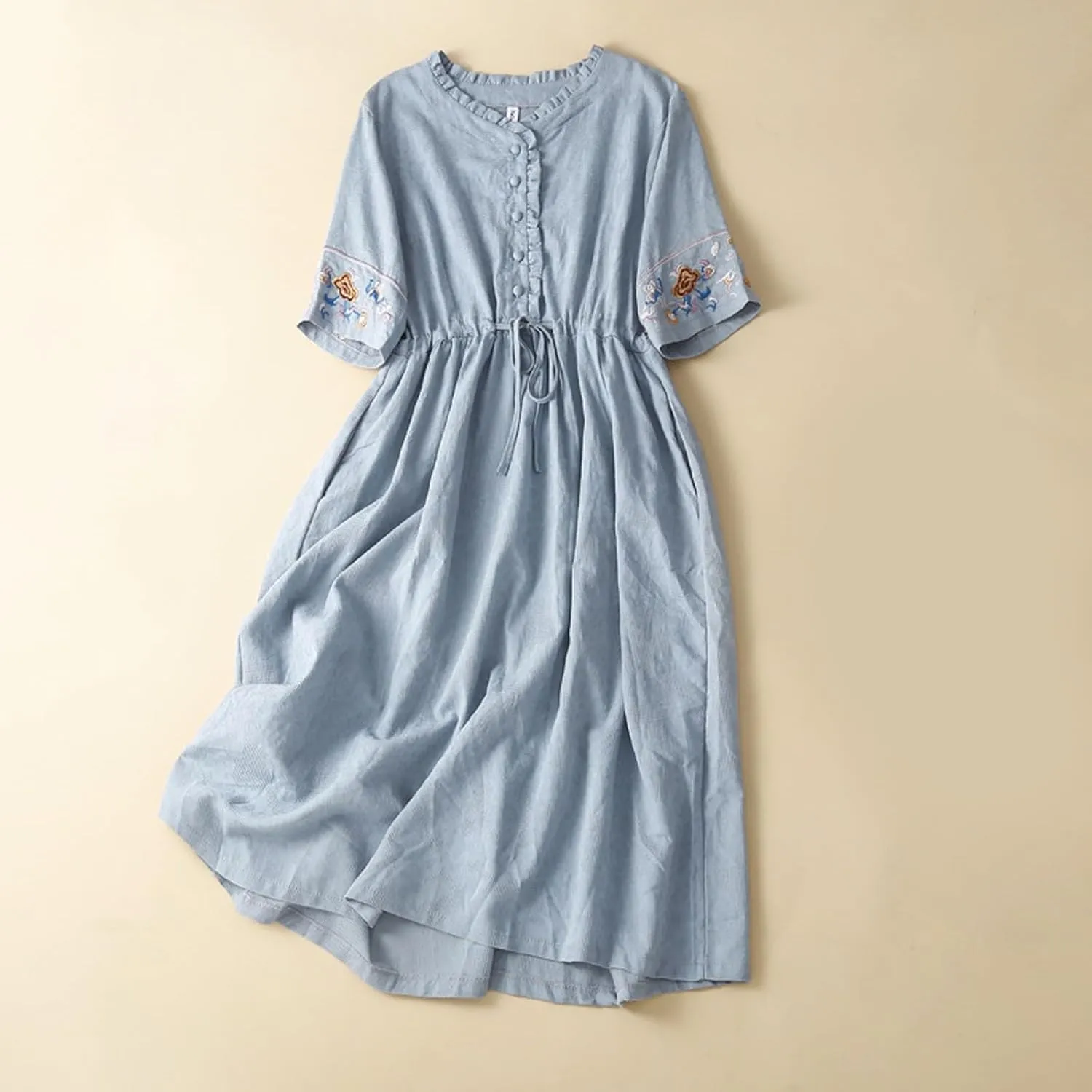 Cotton Linen Dress Women Boho Maxi Dress Summer Cute Summer Dresses A Line T Shirt Flowy Sundress Beach Vacation