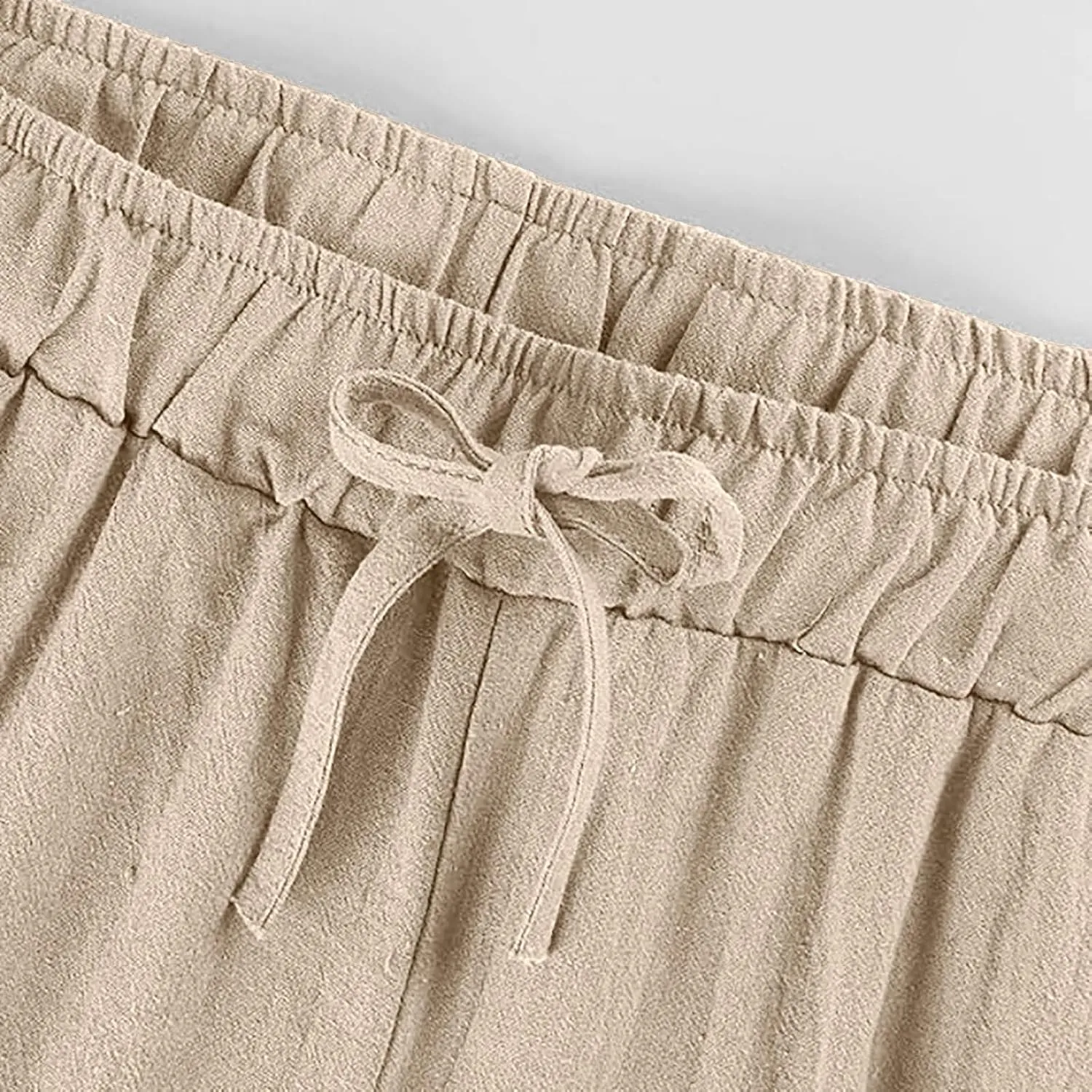 Cotton Linen Pants Women Summer Wide Leg Casual Loose Trousers Drawstring High Waist Palazzo Pants with Pockets 2025