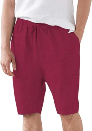 CRNTCEM Mens Drawstring Linen Shorts Stretchy Outdoor Summer Beach Yoga Shorts Lightweight Casual Hiking Walking Chino Shorts