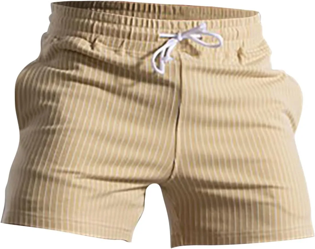 CRNTCEM Men's Gym Workout Cotton Shorts Quick Dry Exercise Tennis Athletic Running Shorts Drawstring Knitted Lounge Shorts
