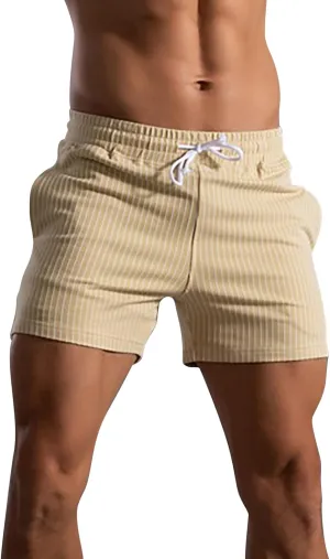 CRNTCEM Men's Gym Workout Cotton Shorts Quick Dry Exercise Tennis Athletic Running Shorts Drawstring Knitted Lounge Shorts