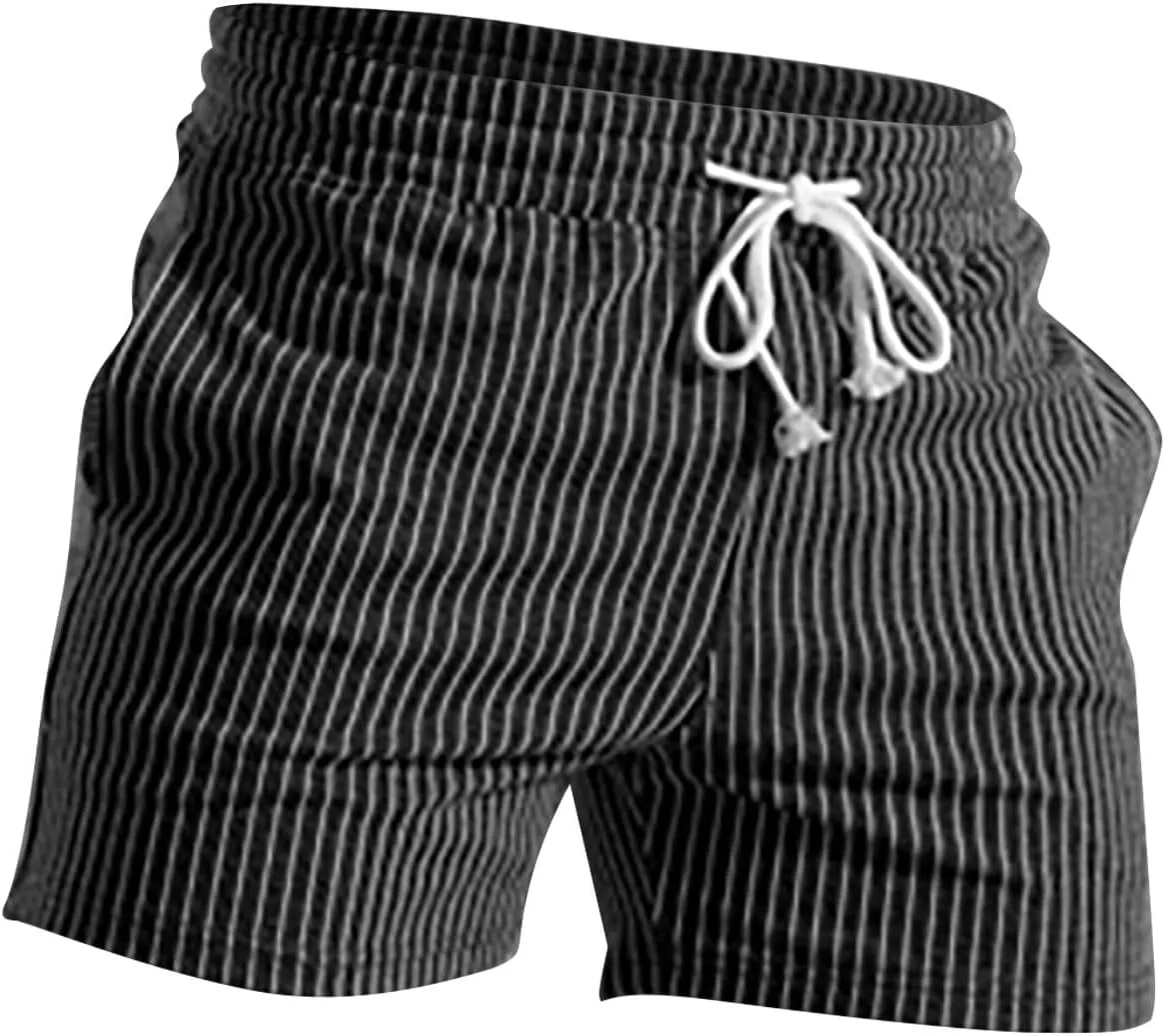 CRNTCEM Men's Gym Workout Cotton Shorts Quick Dry Exercise Tennis Athletic Running Shorts Drawstring Knitted Lounge Shorts